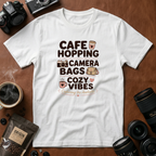 Cafe Hopping Camer Bags Cozy Vibes T-shirt