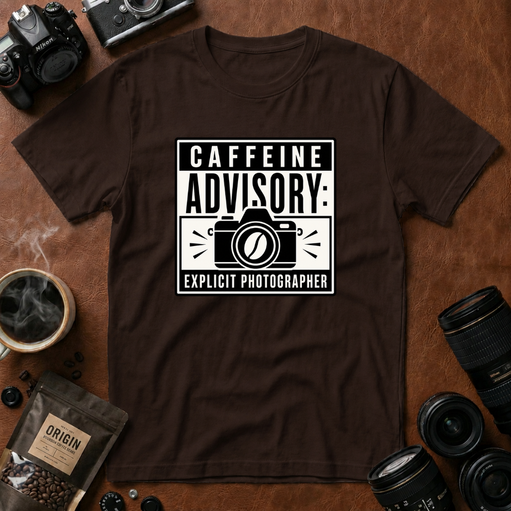 Caffeine Advisory Explicit Photographer T-shirt