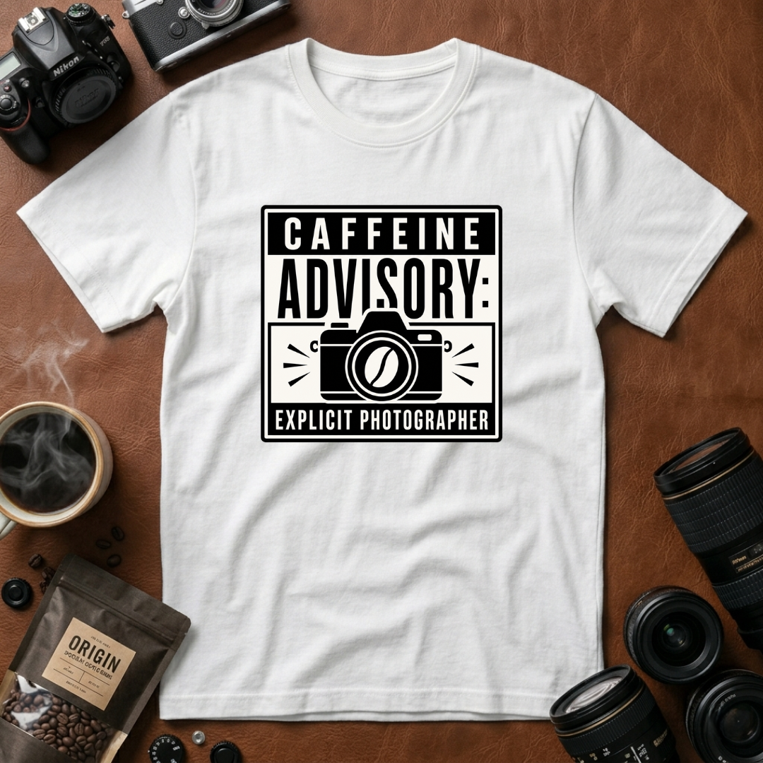 Caffeine Advisory Explicit Photographer T-shirt