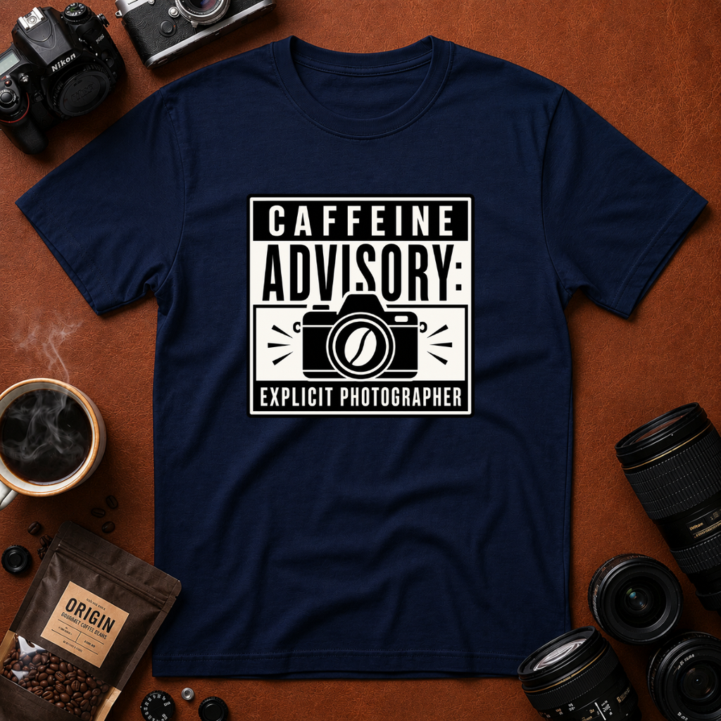 Caffeine Advisory Explicit Photographer T-shirt