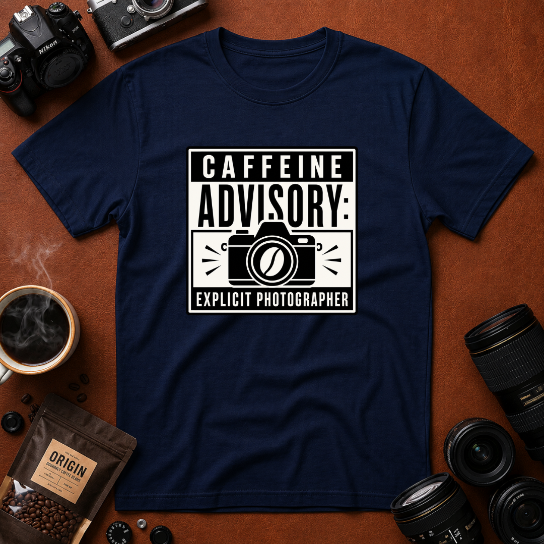 Caffeine Advisory Explicit Photographer T-shirt