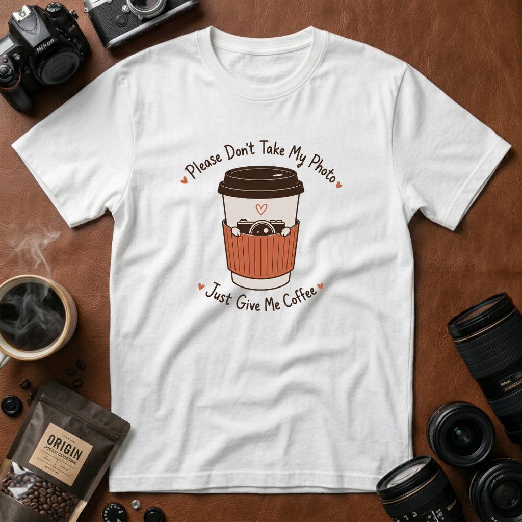 Please Don't Take My Photo, Just Give Me Coffee T-shirt
