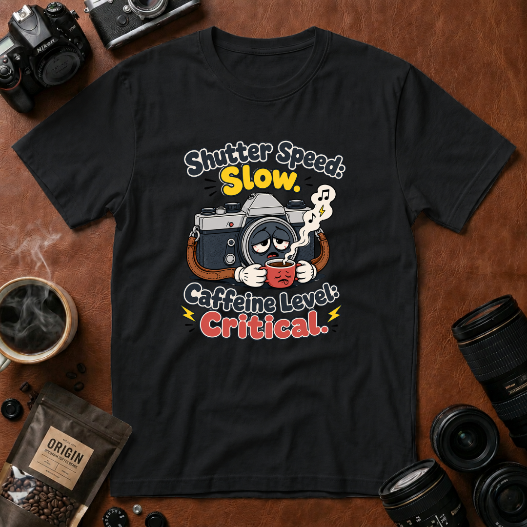 Shutter Speed Slow Caffeine Level Critical T-shirt
