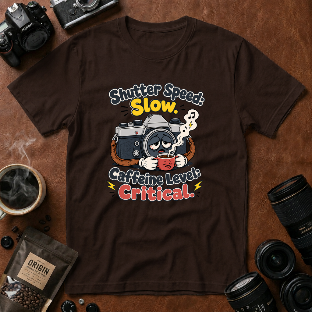 Shutter Speed Slow Caffeine Level Critical T-shirt