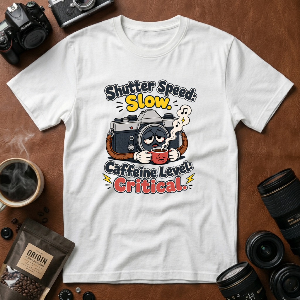 Shutter Speed Slow Caffeine Level Critical T-shirt