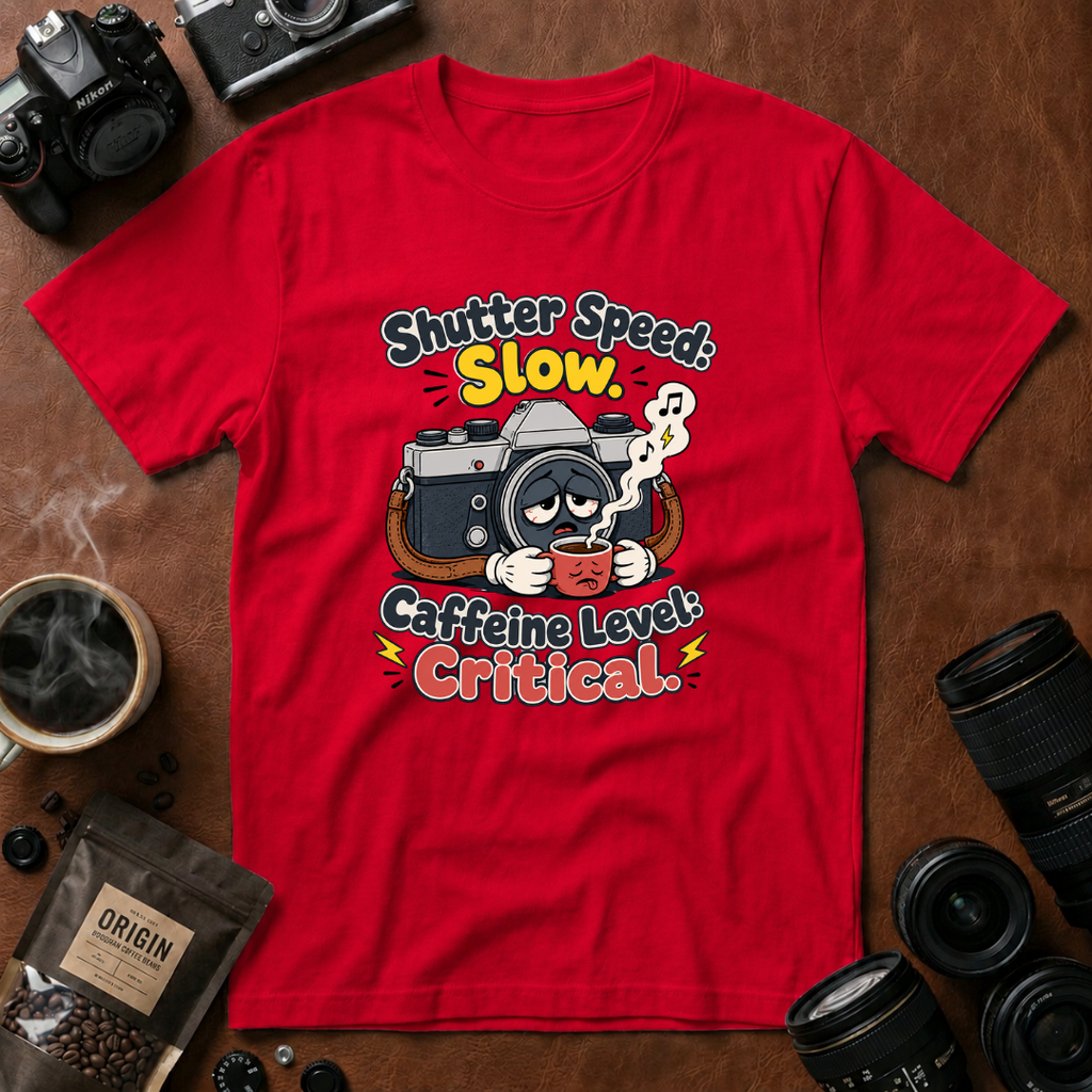 Shutter Speed Slow Caffeine Level Critical T-shirt