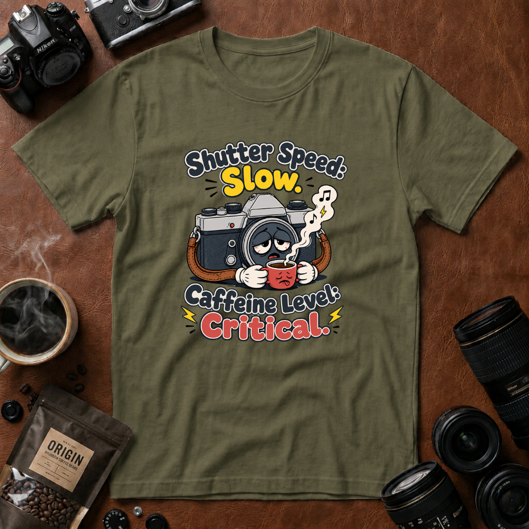 Shutter Speed Slow Caffeine Level Critical T-shirt