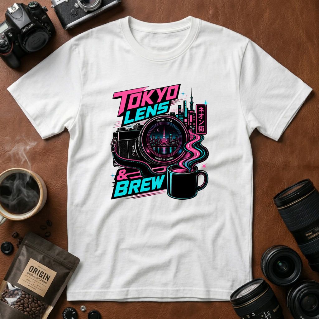 Tokyo Lens & Brew Neon Design T-shirt