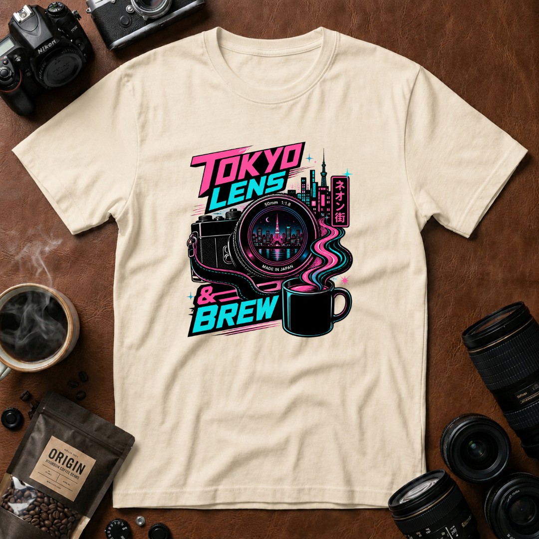Tokyo Lens & Brew Neon Design T-shirt