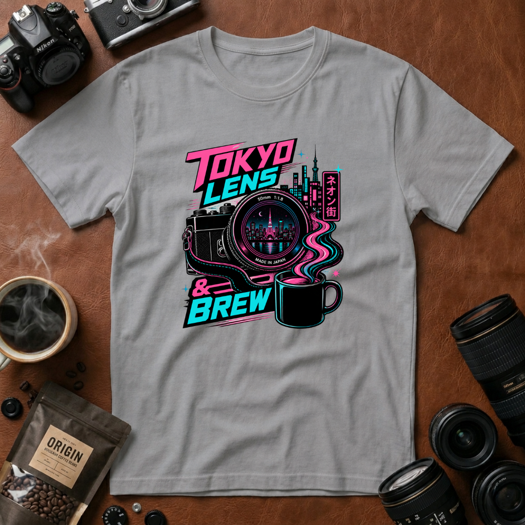 Tokyo Lens & Brew Neon Design T-shirt