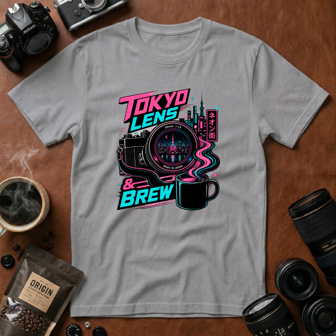 Tokyo Lens & Brew Neon Design T-shirt