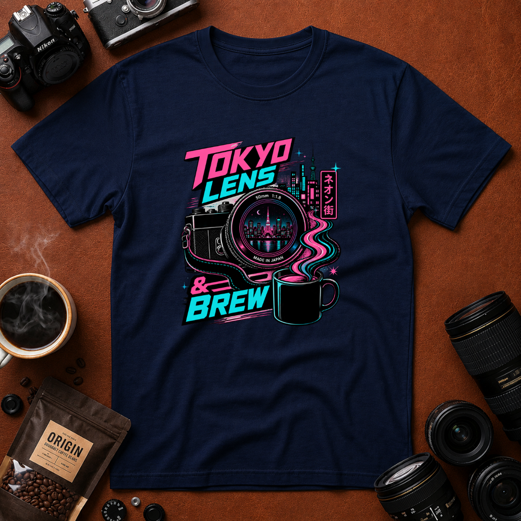 Tokyo Lens & Brew Neon Design T-shirt