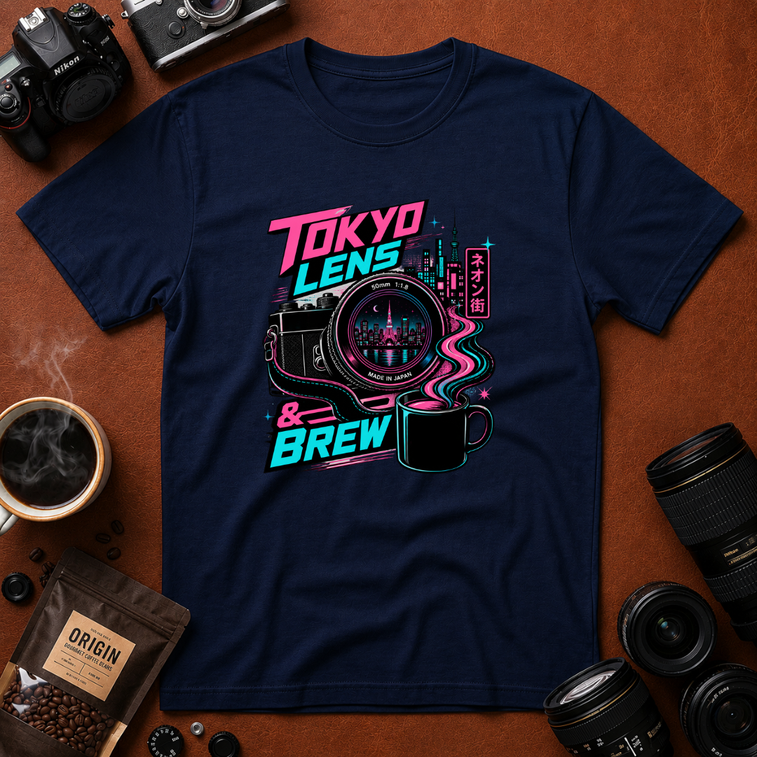 Tokyo Lens & Brew Neon Design T-shirt