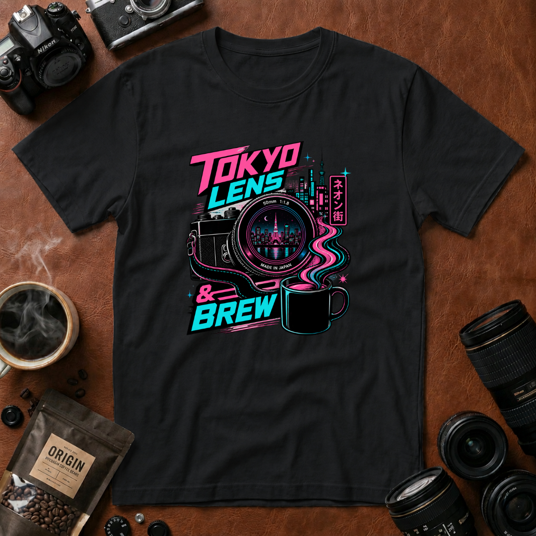 Tokyo Lens & Brew Neon Design T-shirt