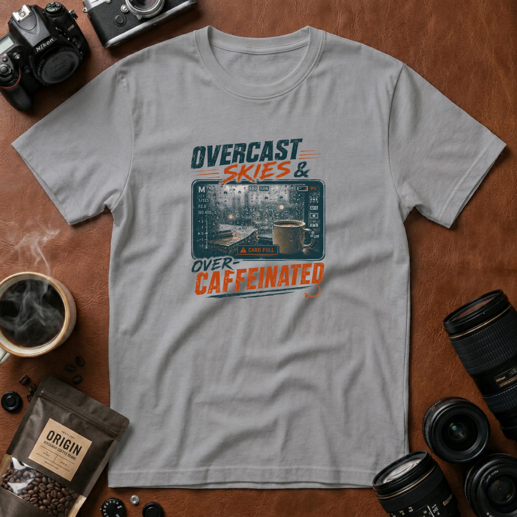 Overcast Skies & Over Caffeinated T-shirt