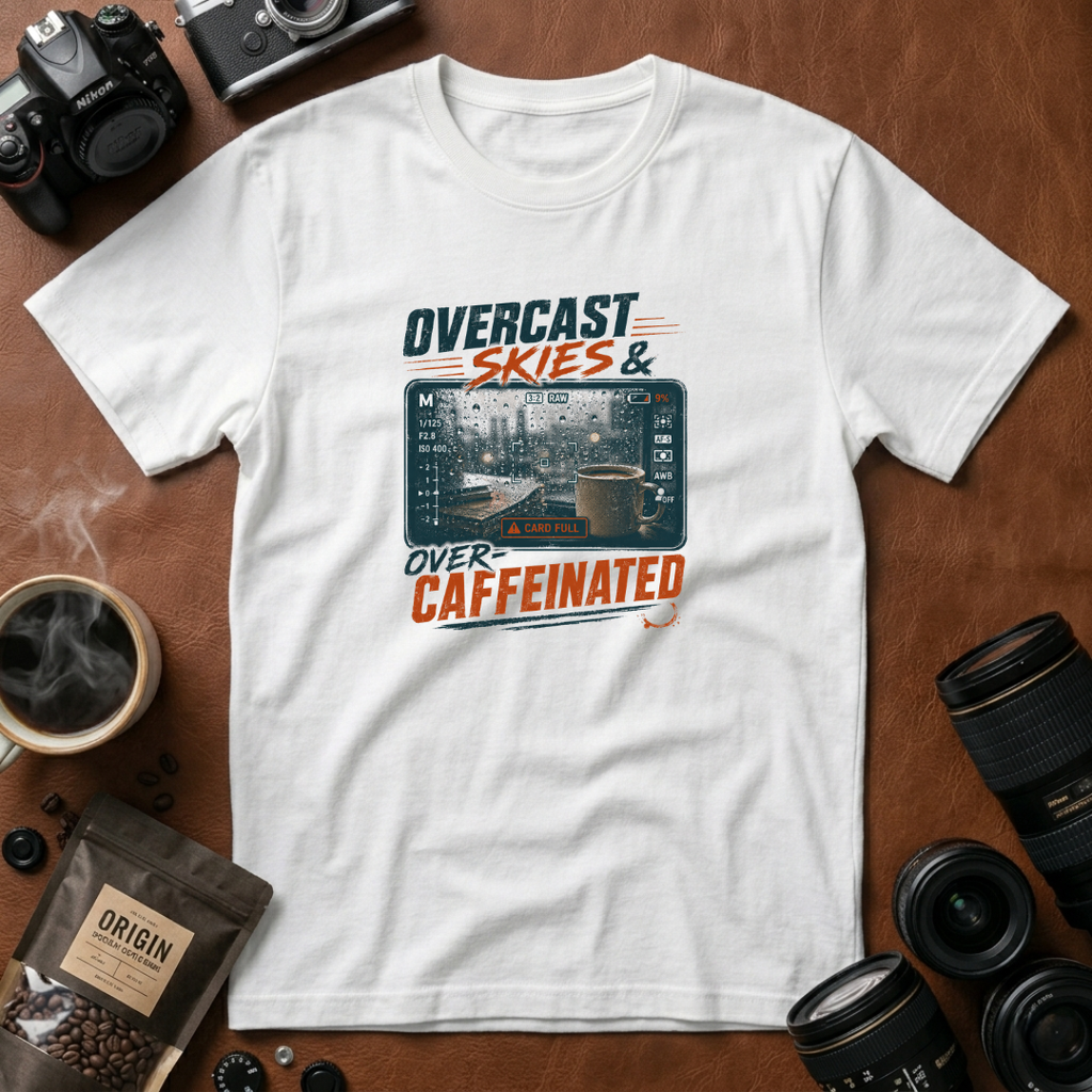 Overcast Skies & Over Caffeinated T-shirt