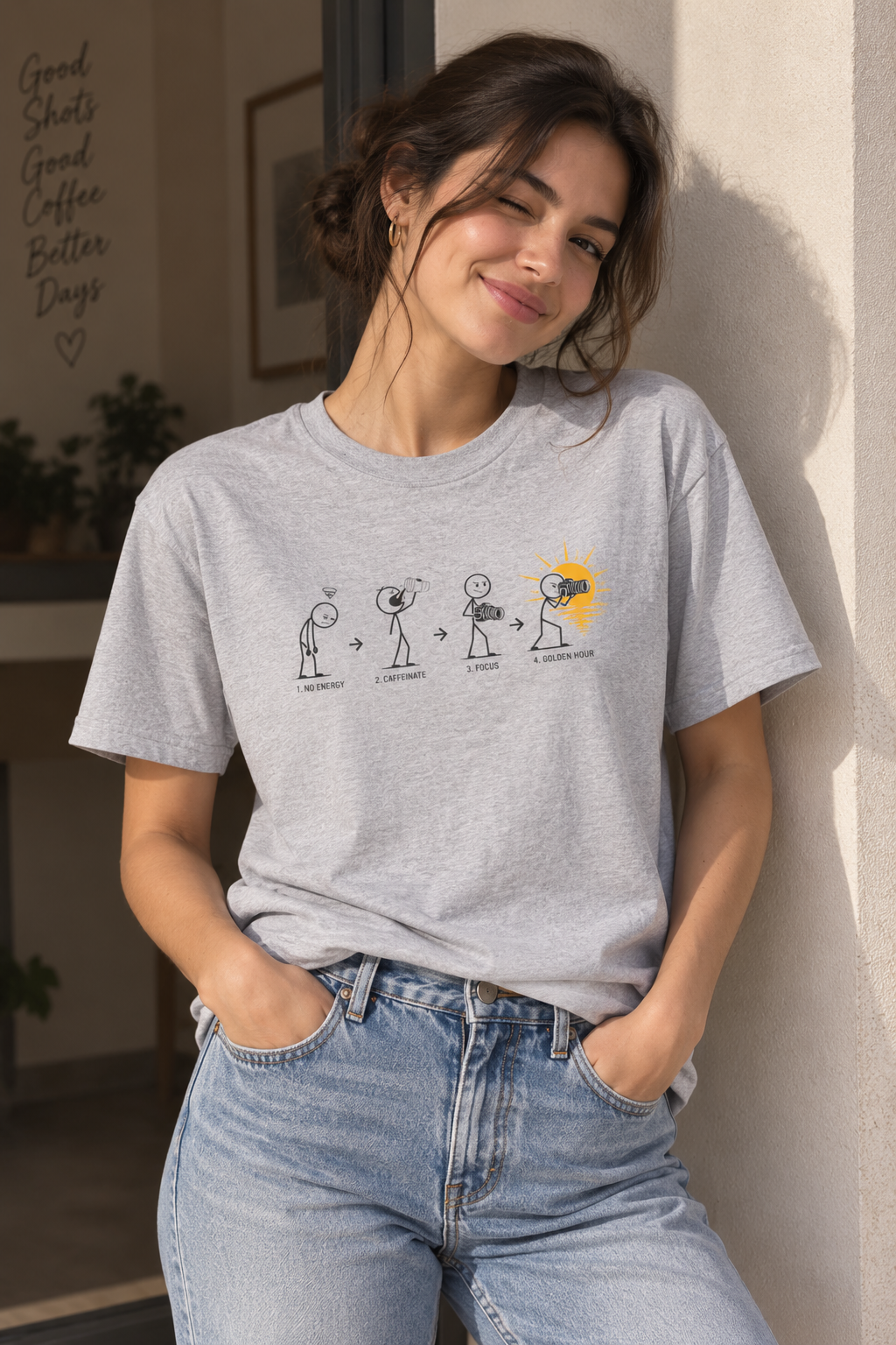 Caffeinate. Focus. Golden Hour. Photographer T-Shirt