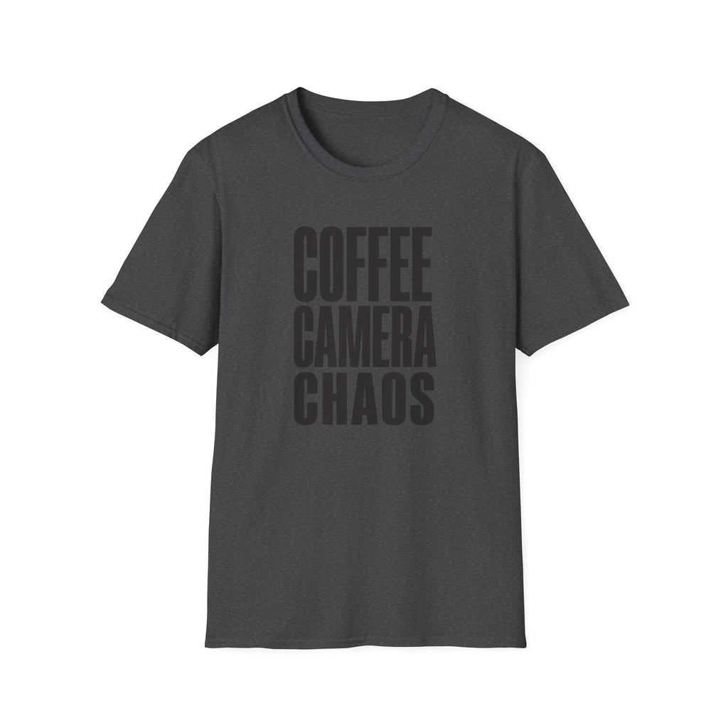 Coffee, Camera, Chaos T-shirt