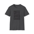 Coffee, Camera, Chaos T-shirt