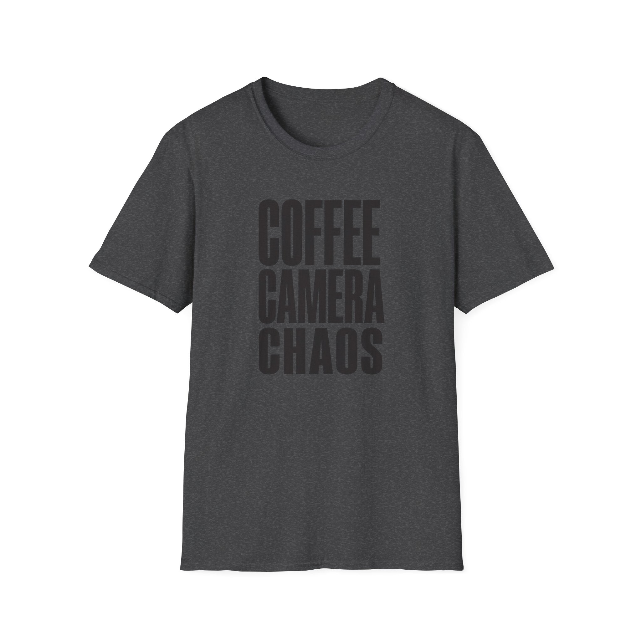 Coffee, Camera, Chaos T-shirt