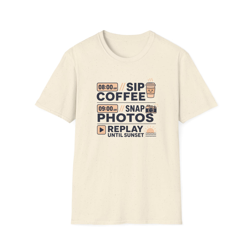 Morning Coffee, Photos, & Sunset Vibes T-shirt