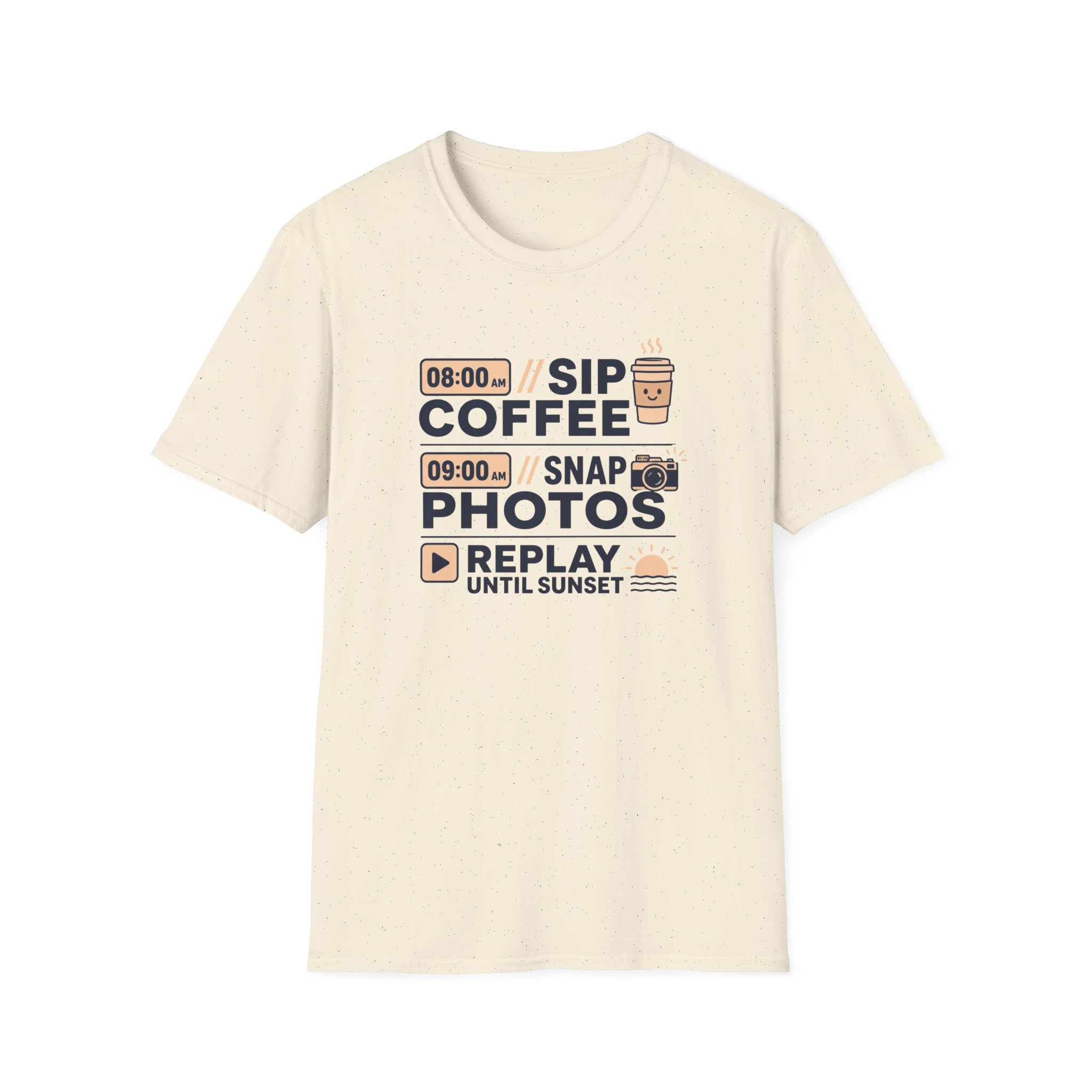 Morning Coffee, Photos, & Sunset Vibes T-shirt