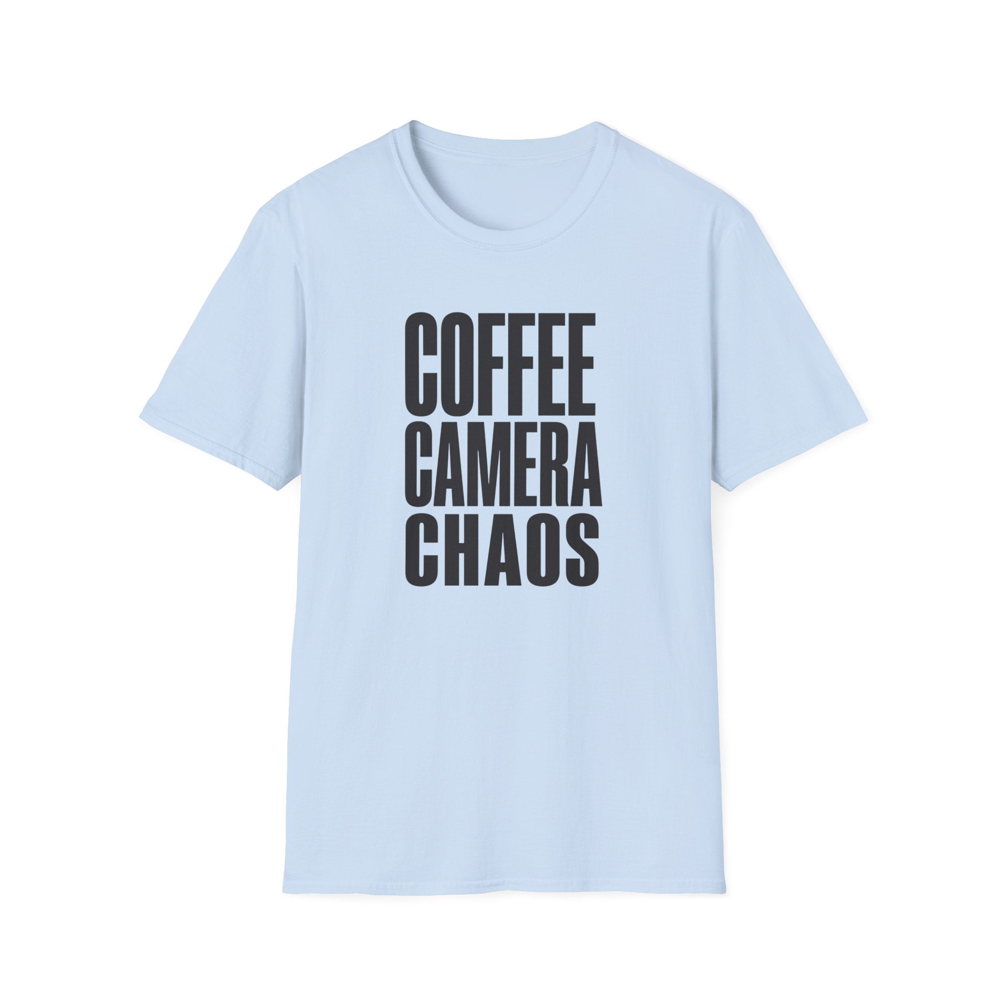 Coffee, Camera, Chaos T-shirt