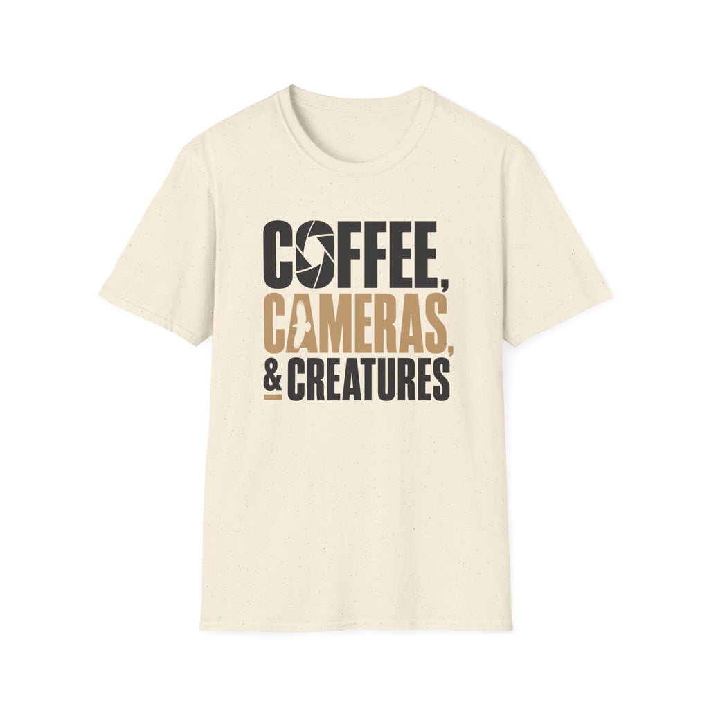 Coffee, Cameras & Creatures T-shirt