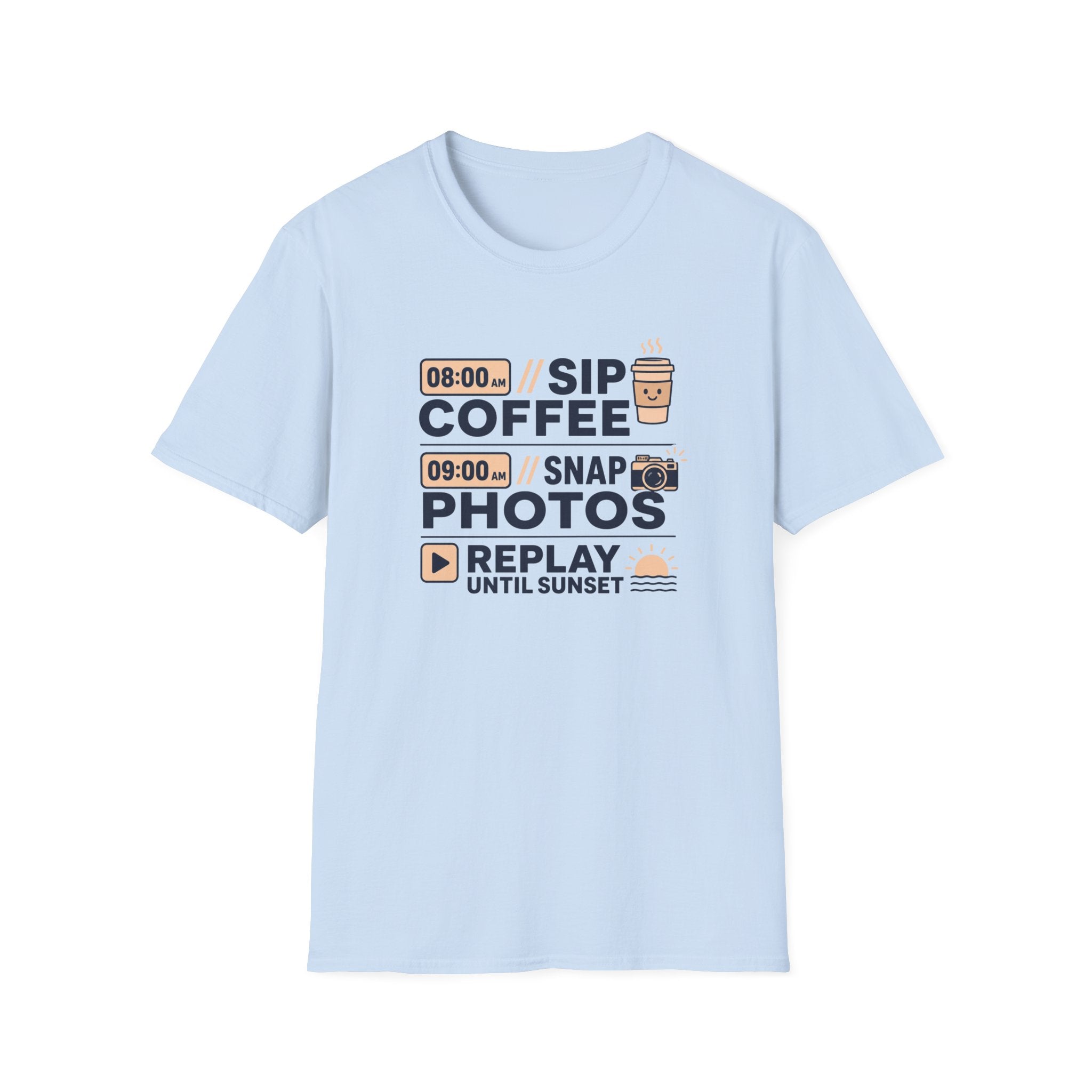 Morning Coffee, Photos, & Sunset Vibes T-shirt