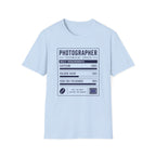 Photographer Nutritional Label T-Shirt