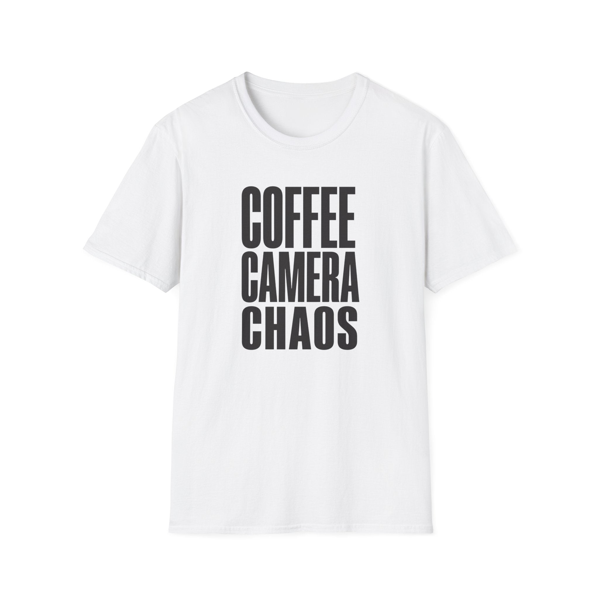 Coffee, Camera, Chaos T-shirt
