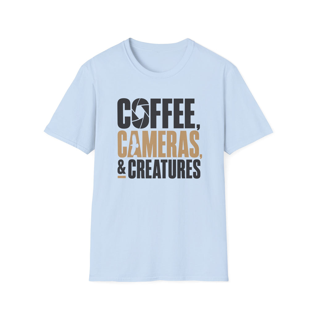 Coffee, Cameras & Creatures T-shirt