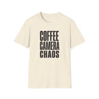 Coffee, Camera, Chaos T-shirt
