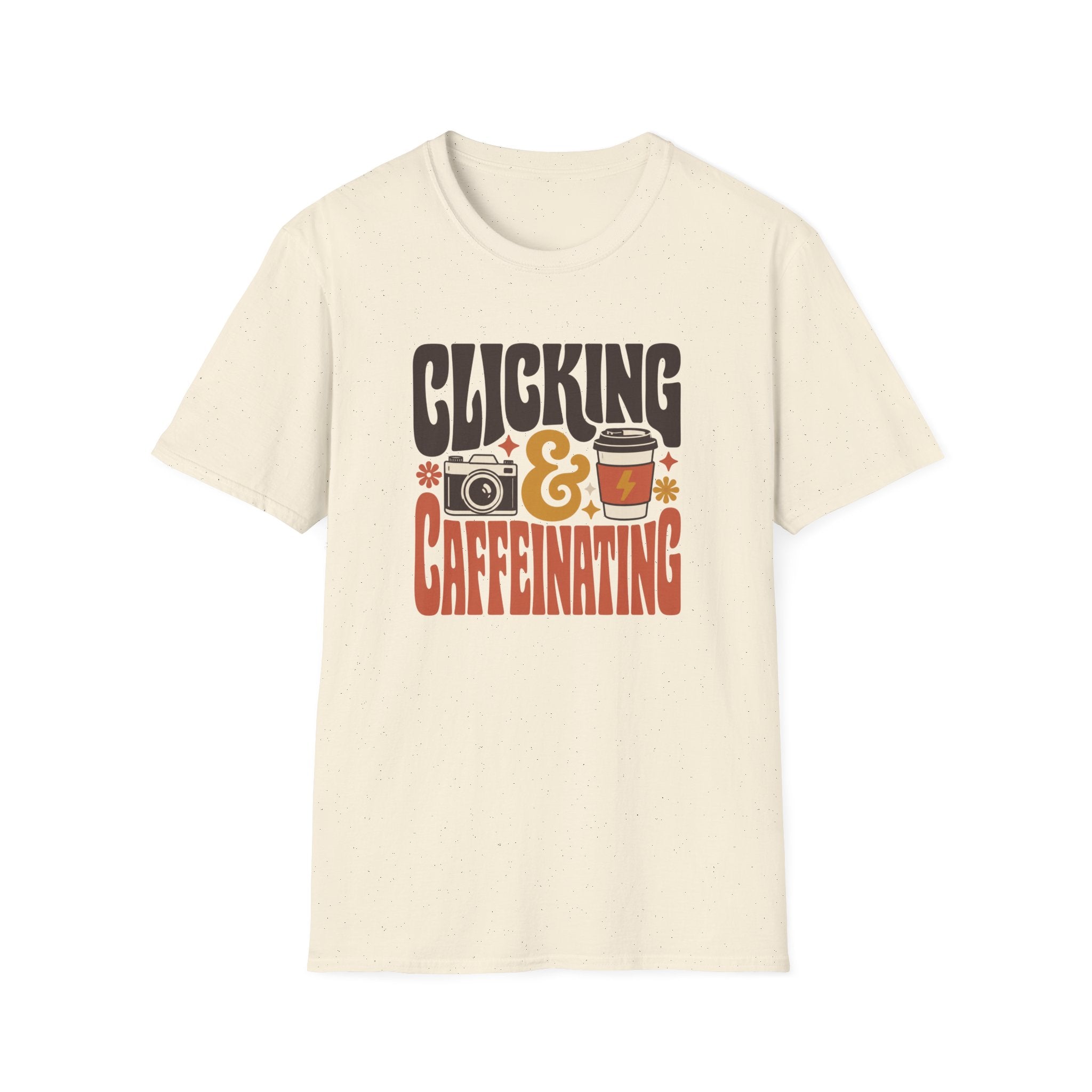 Clicking & Caffeinating in Retro Style T-shirt
