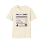 Photographer Nutritional Label T-Shirt