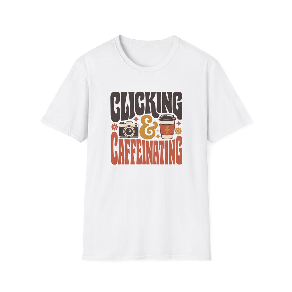 Clicking & Caffeinating in Retro Style T-shirt