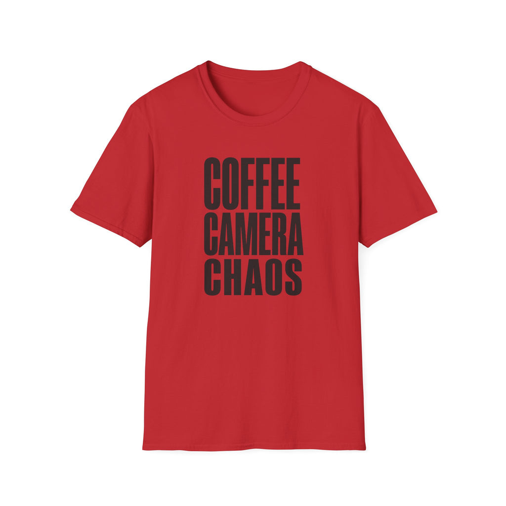 Coffee, Camera, Chaos T-shirt