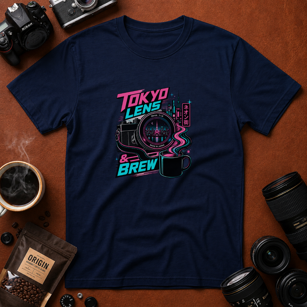 Tokyo Lens & Brew Neon Design T-shirt