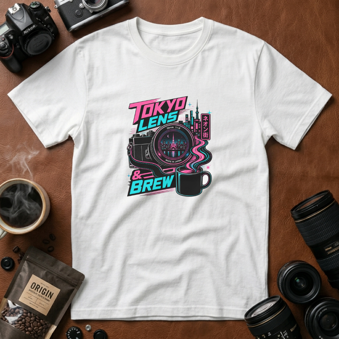 Tokyo Lens & Brew Neon Design T-shirt